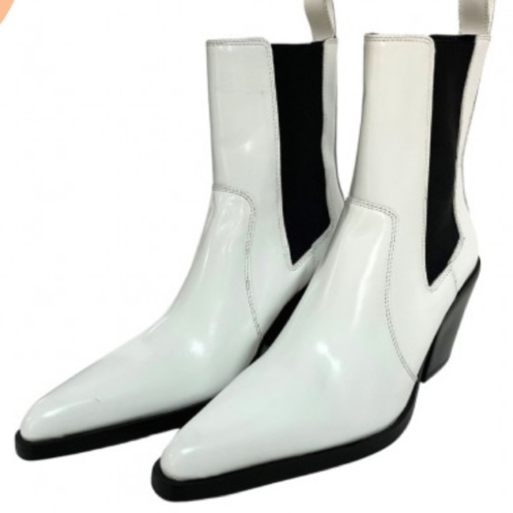 Zara White and Black Heeled Boots